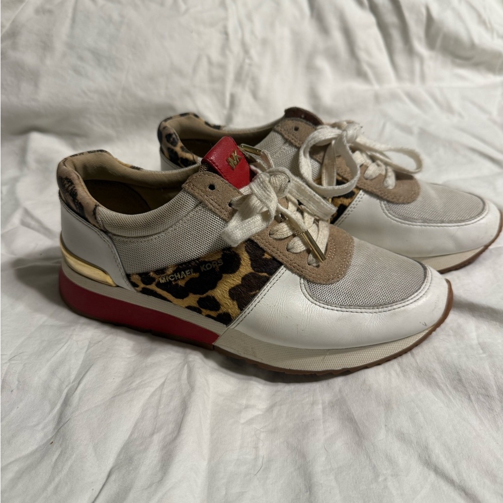 Michael Kors Women's Sneakers - White, Red, and Leopard Print